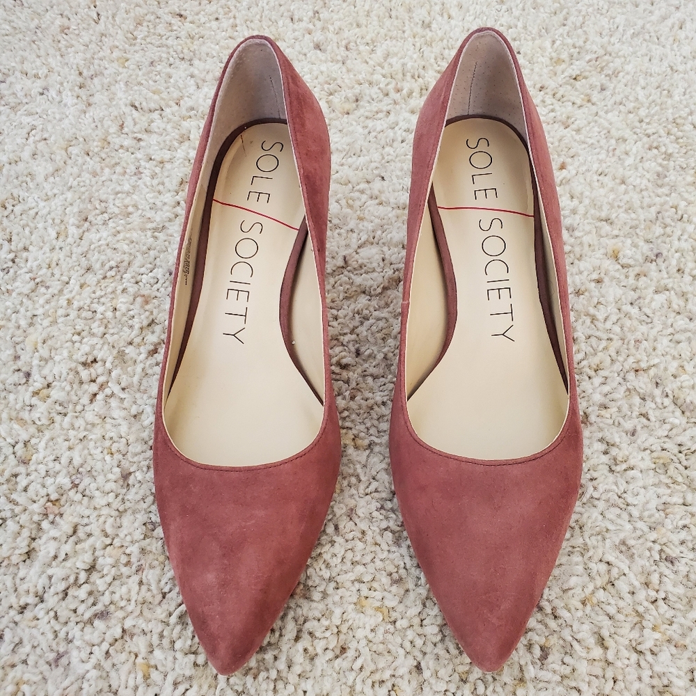 Sole Society Suede Heels | 7M, Praline color